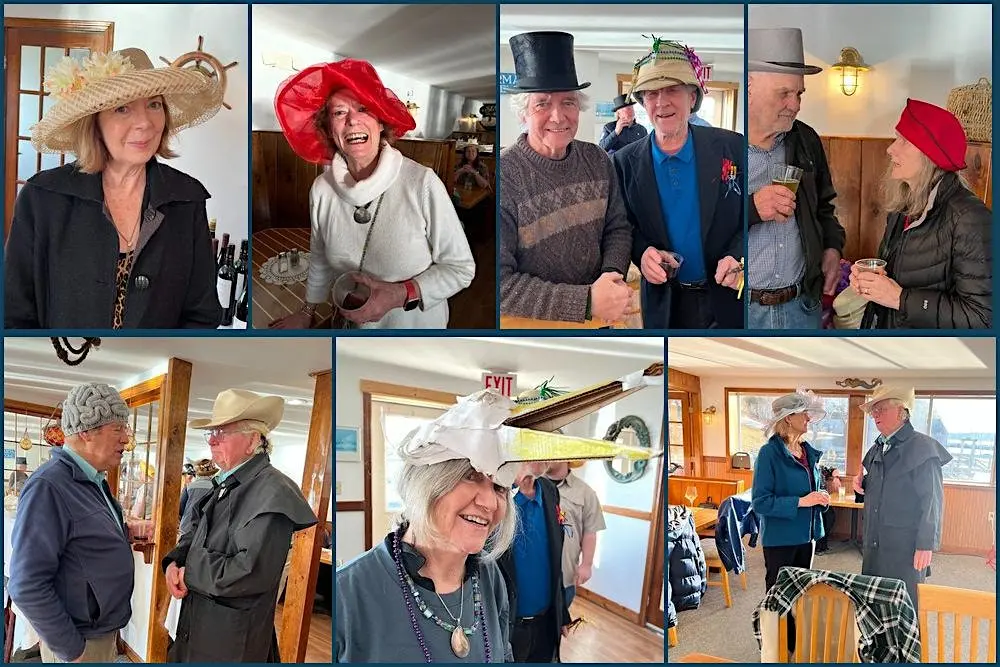 Guests wearing creative hats at a past Hats for Health event